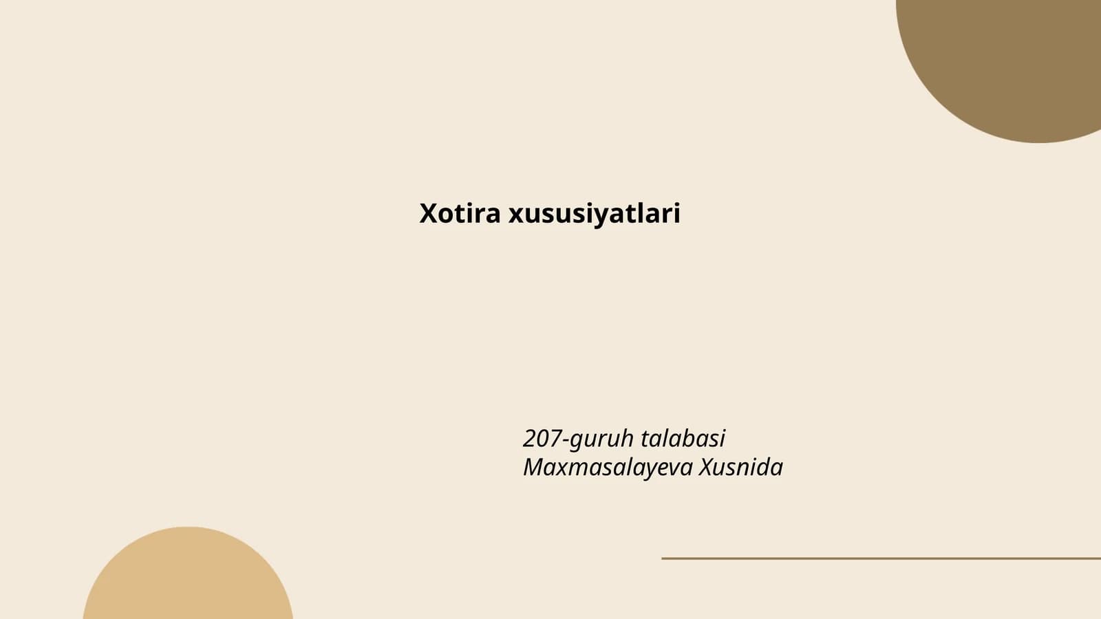 Xotira xususiyatlari