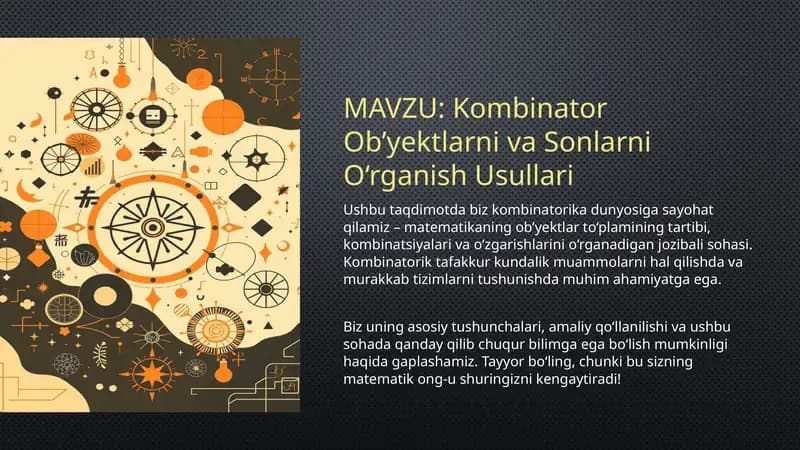 kombinator obyektlarni va sonlarni o`rganish