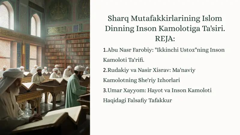 Sharq Mutafakkirlarining Islom Dinning Inson Kamolotiga Ta'siri