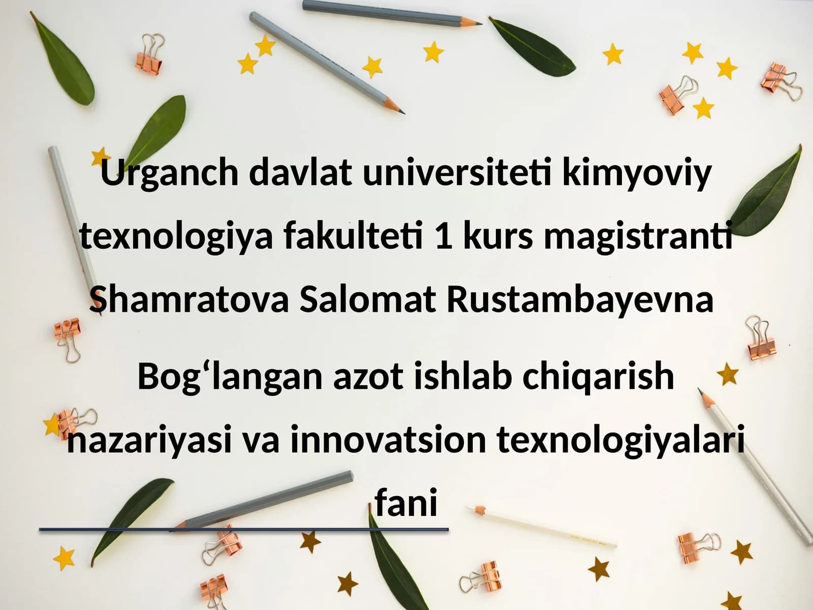 Bogʻlangan azot ishlab chiqarish nazariyasi va innovatsion texnologiyalarifani