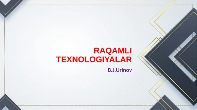 RAQAMLI TEXNOLOGIYALAR