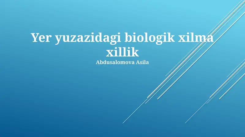 Yer yuzazidagi biologik xilma xillik