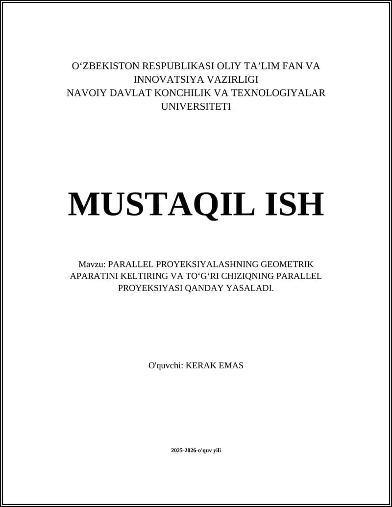 PARALLEL PROYEKSIYALASH
