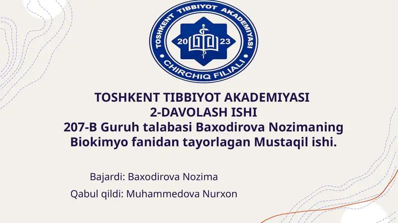 Metaboliksindrom kelib chiqishining biokimyoviy asoslari