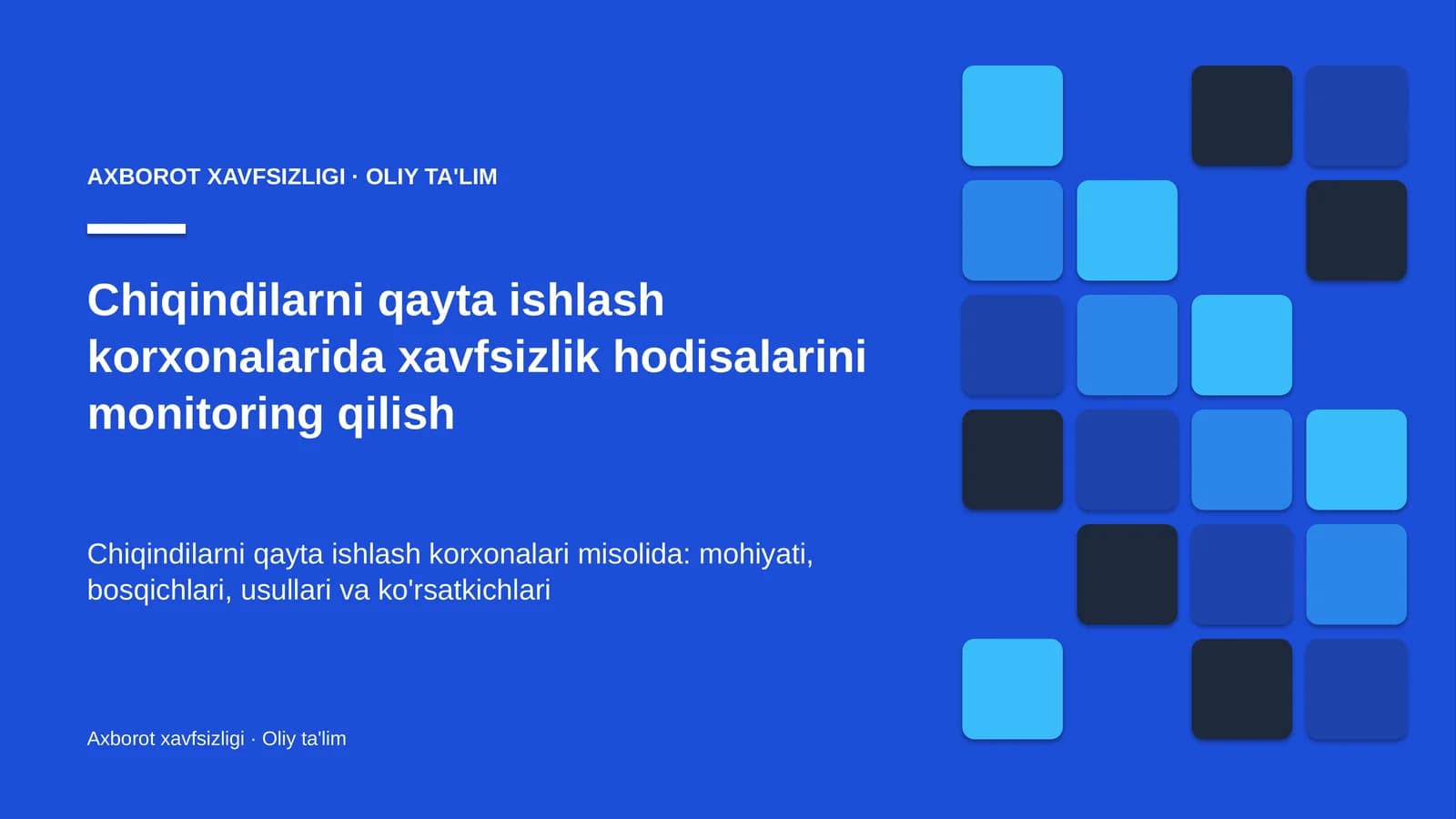 Axborot xavfsizligi · Oliy ta'lim