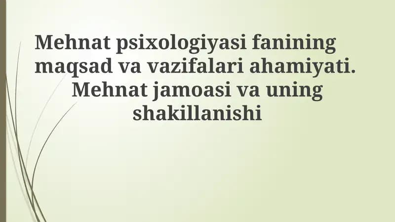 Mehnat psixologiyasi