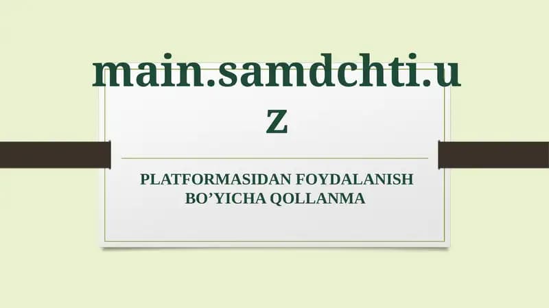 SAMDCHTI.UZ Platformasi