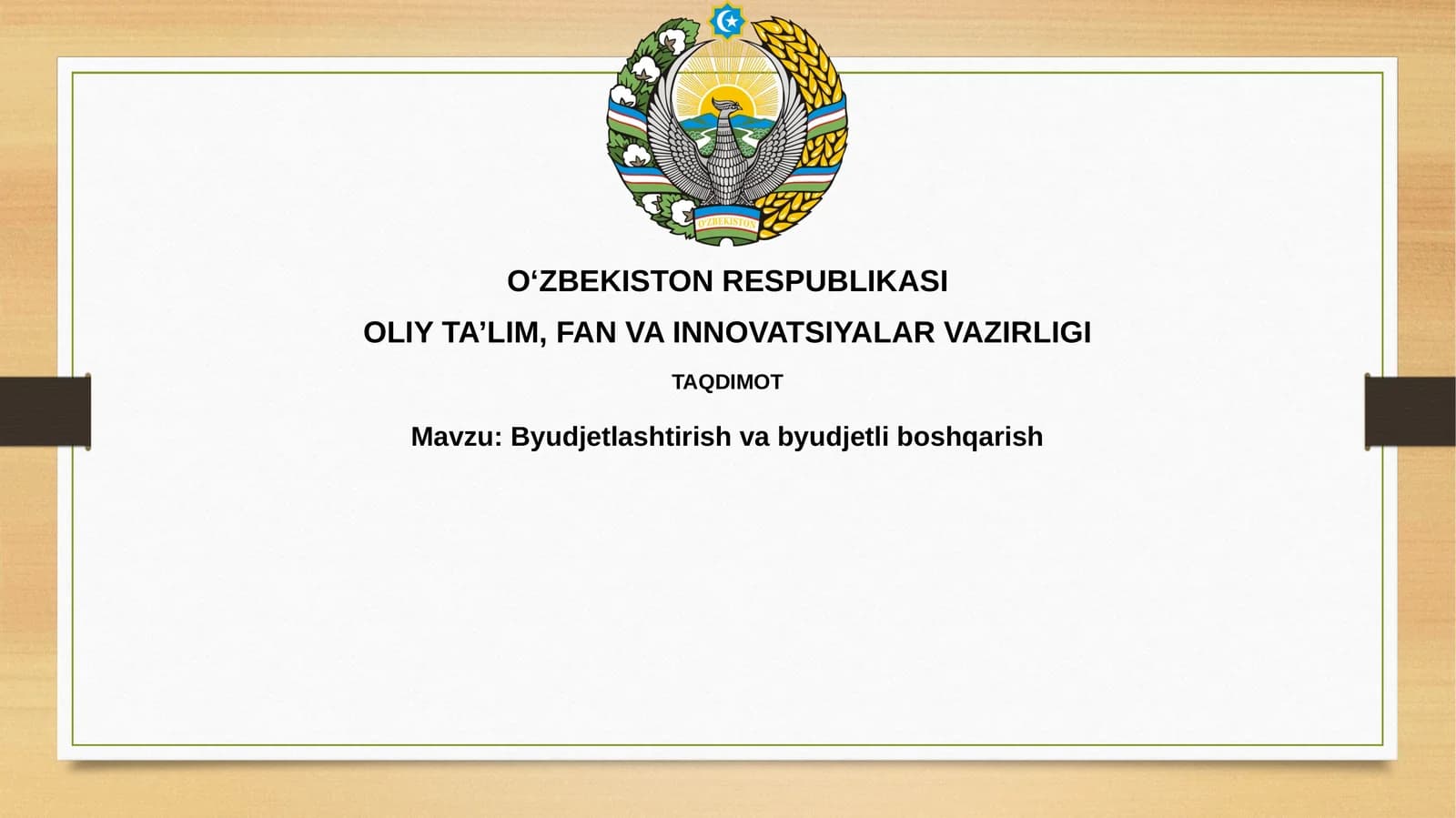 Byudjetlashtirish vabyudjetliboshqarish