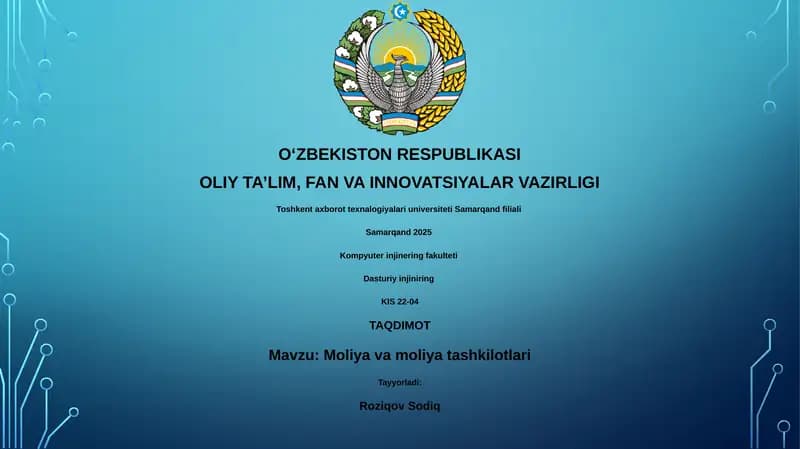 Moliya va moliya tashkilotlari