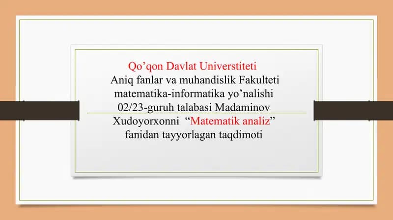 N-tartibli differensial tenglamalar