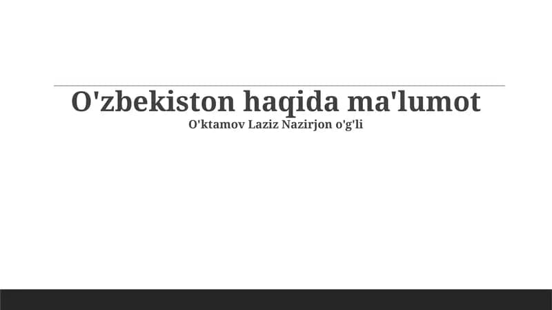 O'zbekiston haqida ma'lumot
