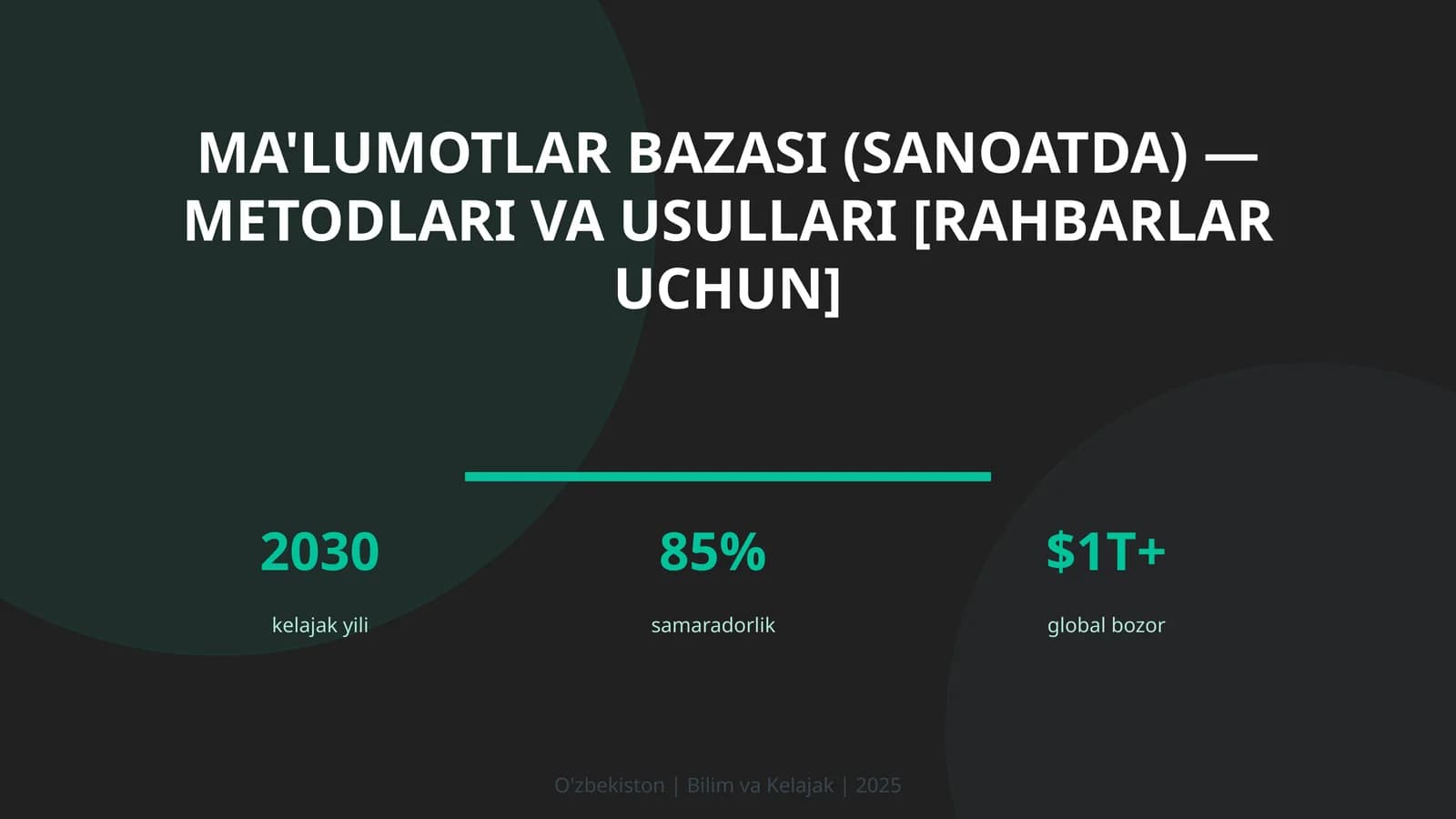 Ma'lumotlar bazasi (sanoatda) — metodlari va usullari [rahbarlar uchun]
