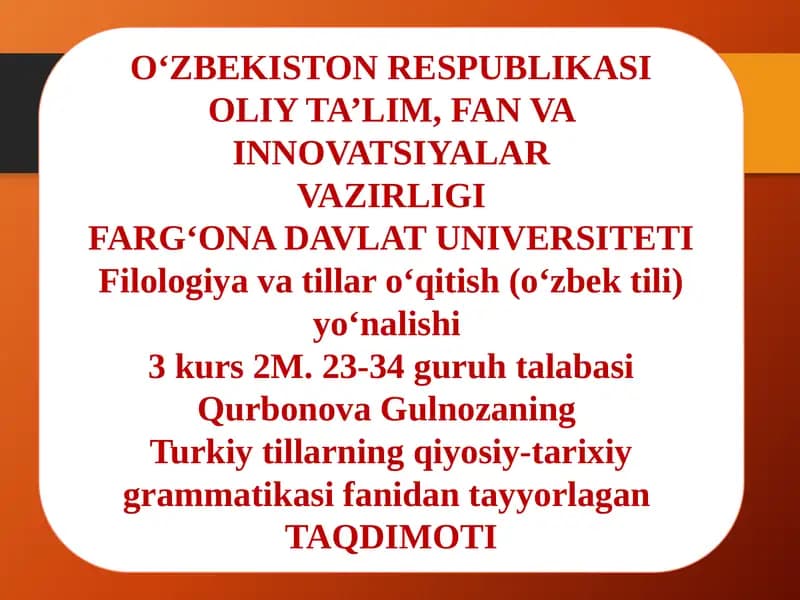 Turkiy tillar va mo‘g’ul,xitoy,arab,fors ,tojik tillari