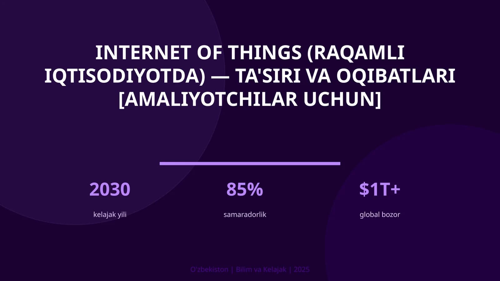 Internet of Things (Raqamli iqtisodiyotda) — Ta'siri va oqibatlari [Amaliyotchilar uchun]