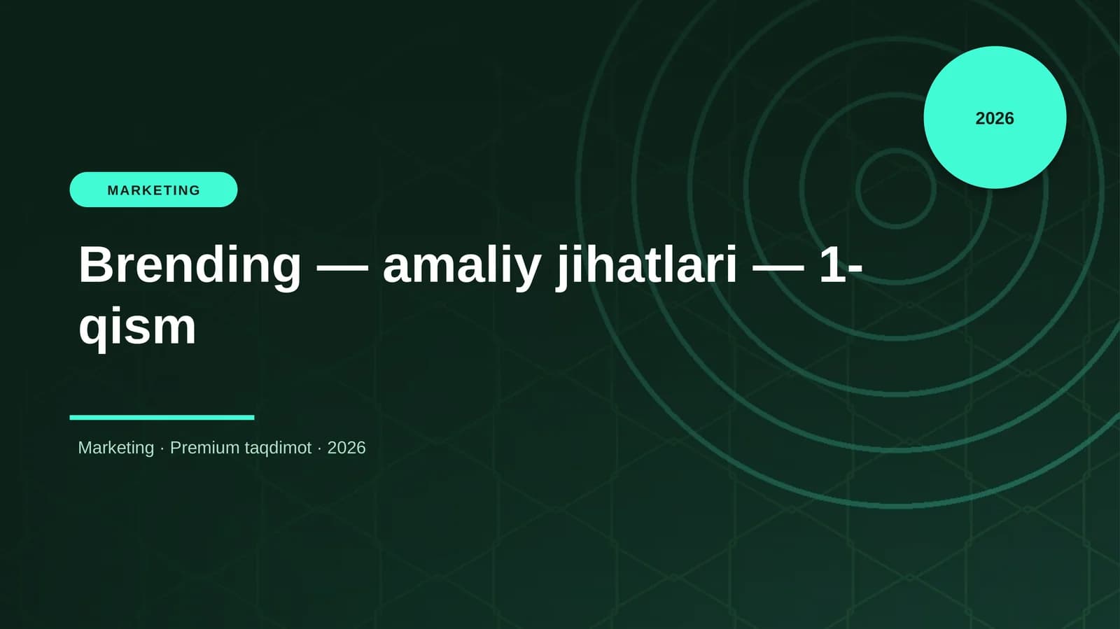 Brending — amaliy jihatlari — 1-qism