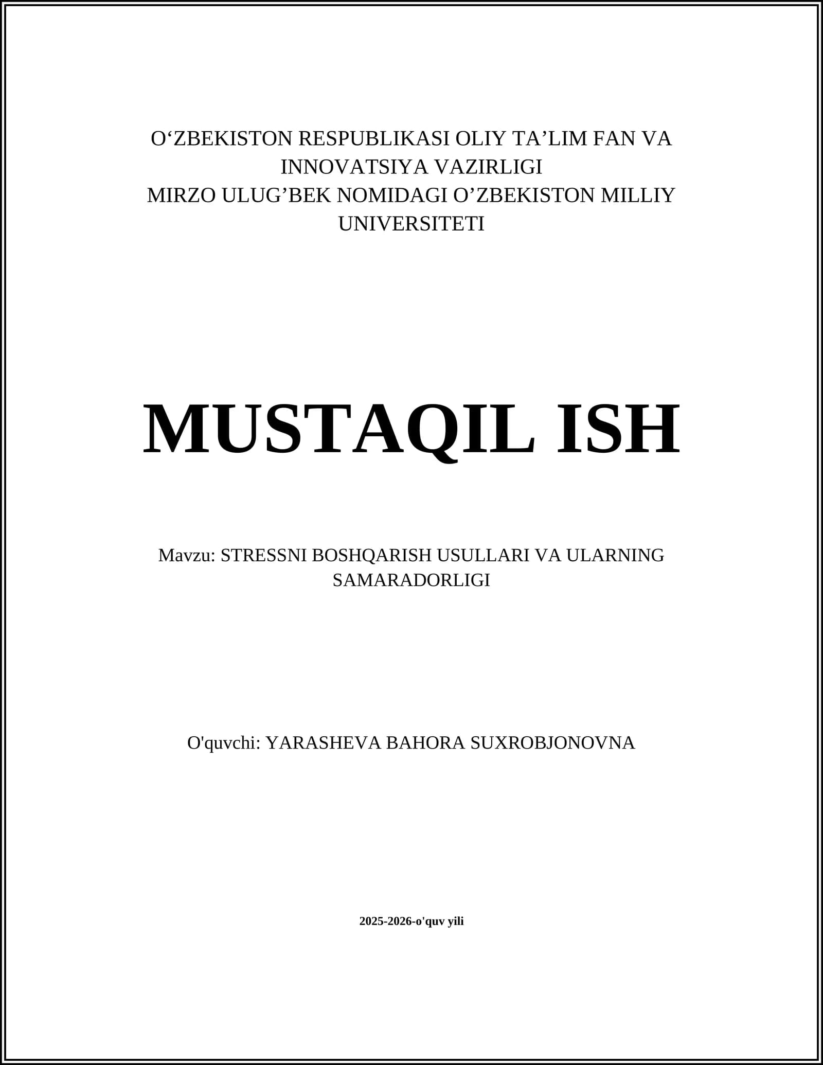 Nafas olish mashqlari va ularning stressni kamaytirish samaradorligi