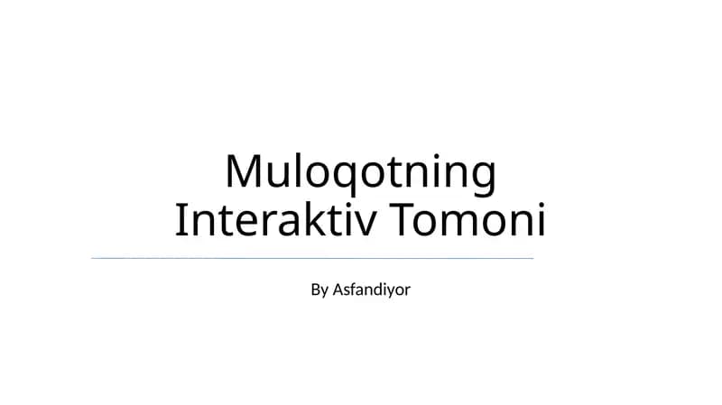 Muloqotning Interaktiv Tomoni