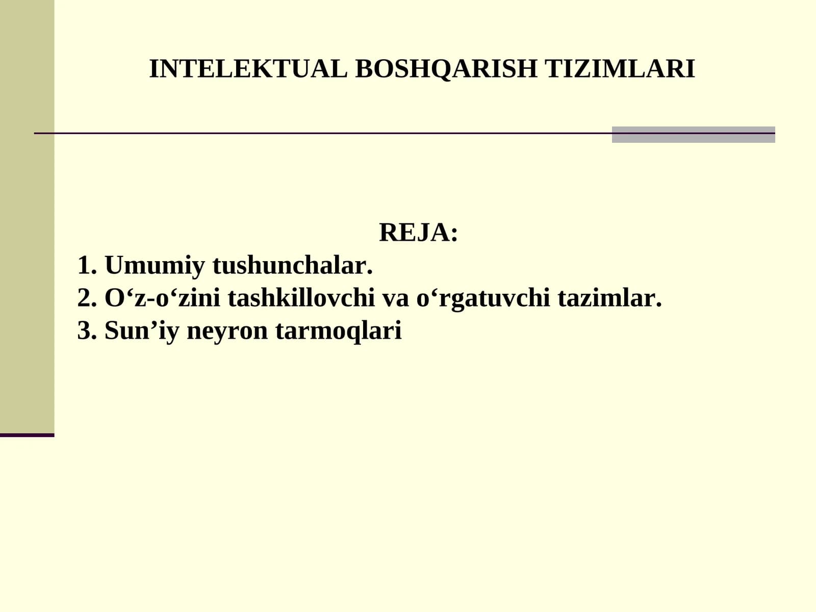 INTELEKTUAL BOSHQARISH TIZIMLARI