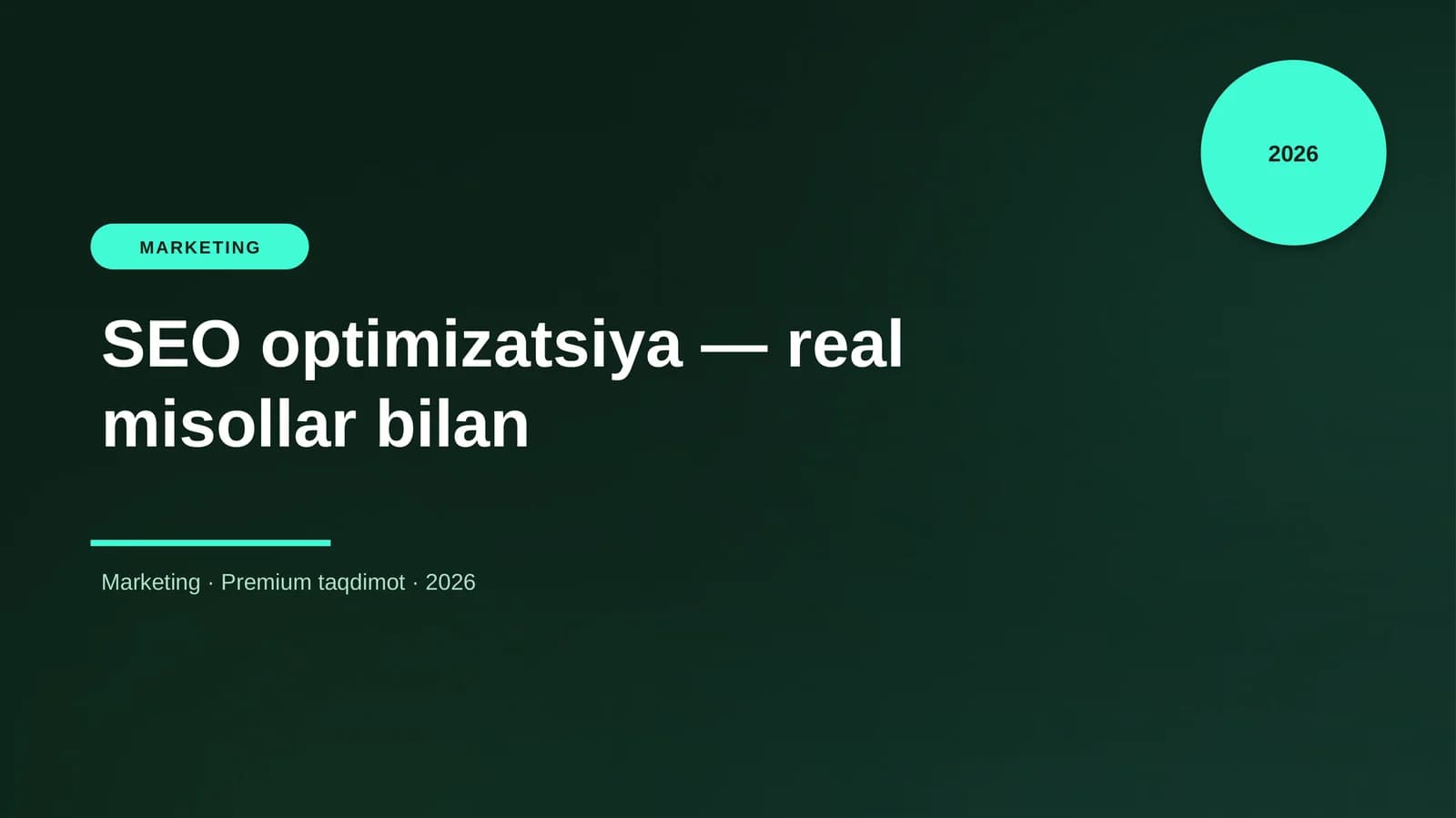 SEO optimizatsiya — real misollar bilan