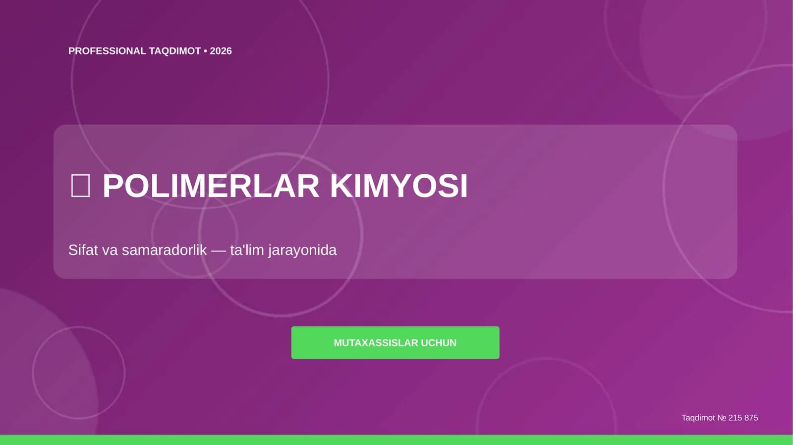 POLIMERLAR KIMYOSI