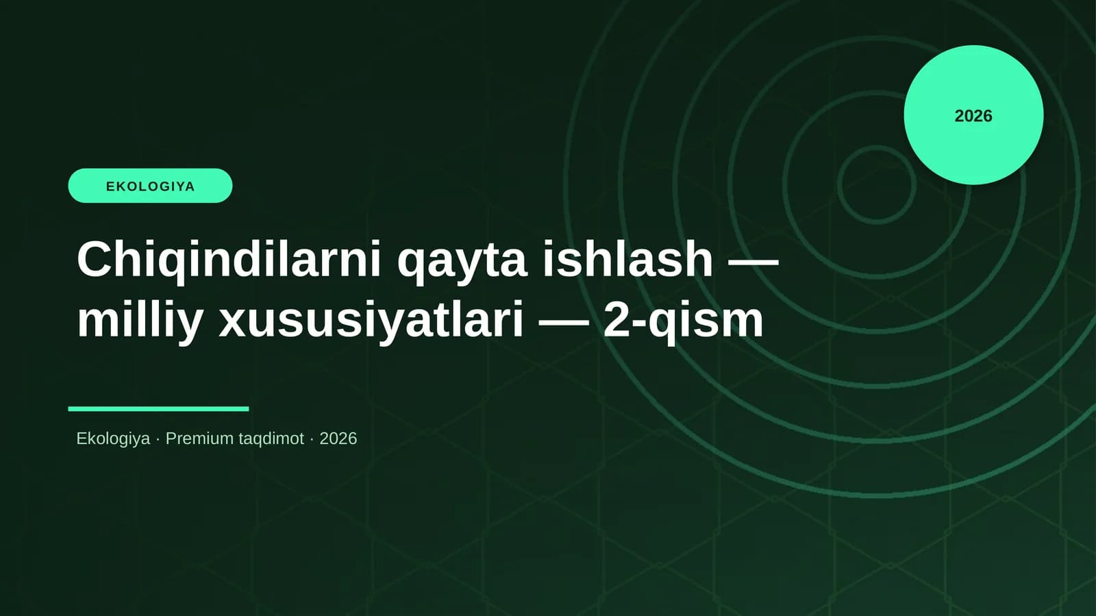 Chiqindilarni qayta ishlash — milliy xususiyatlari — 2-qism
