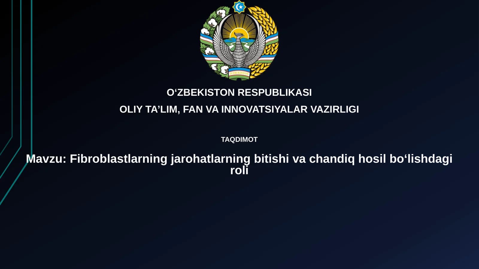 Fibroblastlarning jarohatlarning bitishi va chandiq hosil bo'lishdagi roli