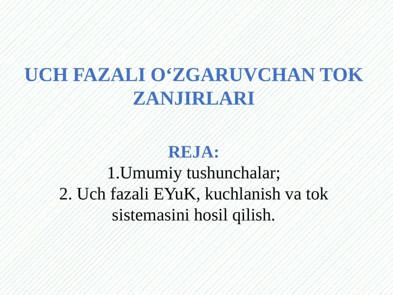 UCH FAZALIO‘ZGARUVCHANTOKZANJIRLARIREJA