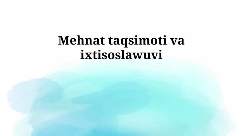Mehmat taqsimoti va ixtisoslashuv