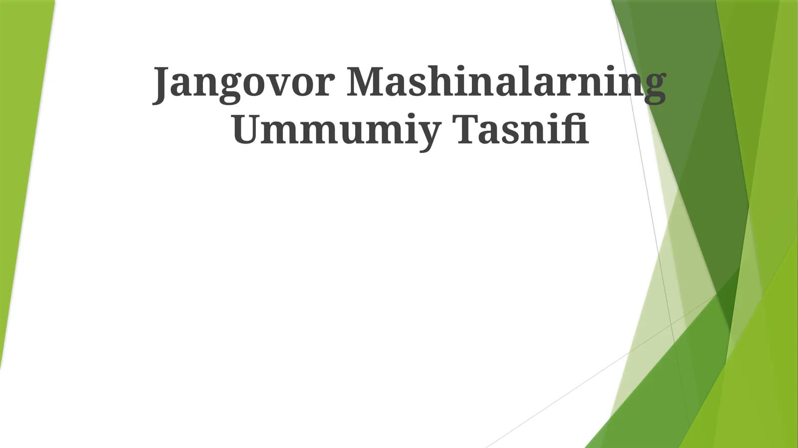 Jangovor Mashinalarning Ummumiy Tasnifi