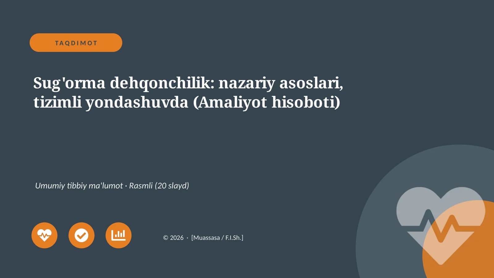 Sug'orma dehqonchilik: nazariy asoslari, tizimli yondashuvda (Amaliyot hisoboti)