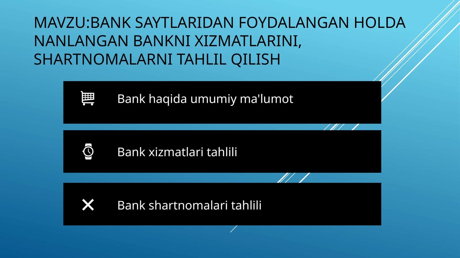 Bank Saytlaridan Foydalangan Holda Bank Xizmatlarini Tahlil Qilish