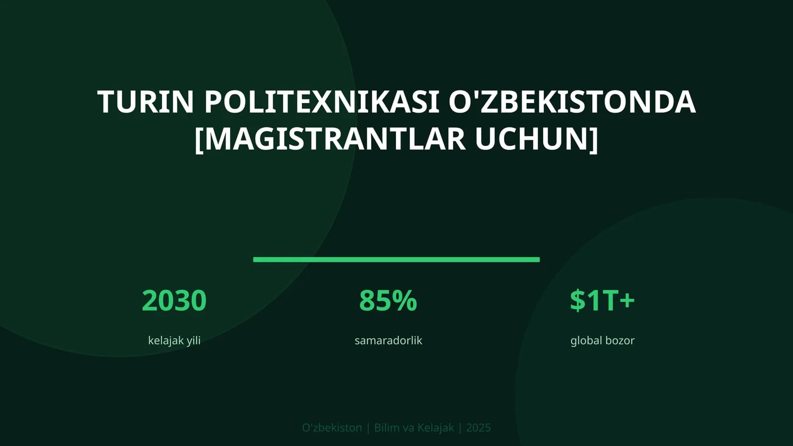 Turin politexnikasi O'zbekistonda [magistrantlar uchun]