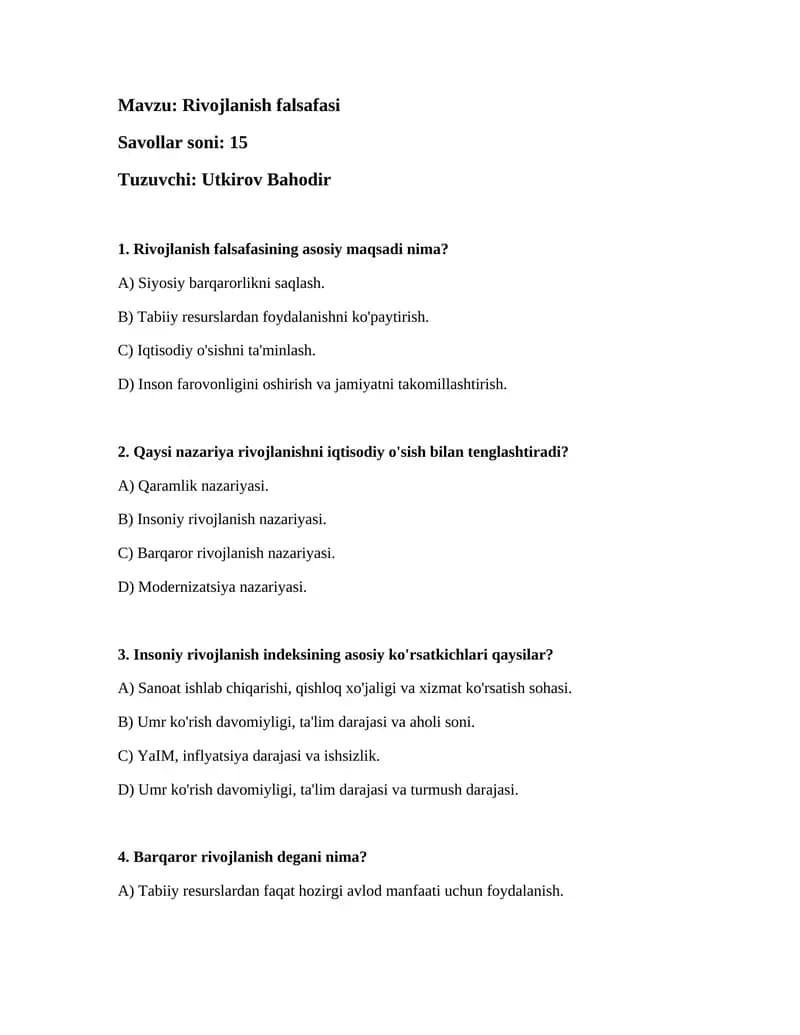 Rivojlanish falsafasi