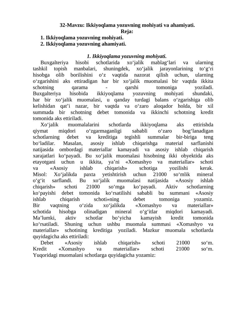 Ikkiyoqlama yozuvning mohiyati va ahamiyati
