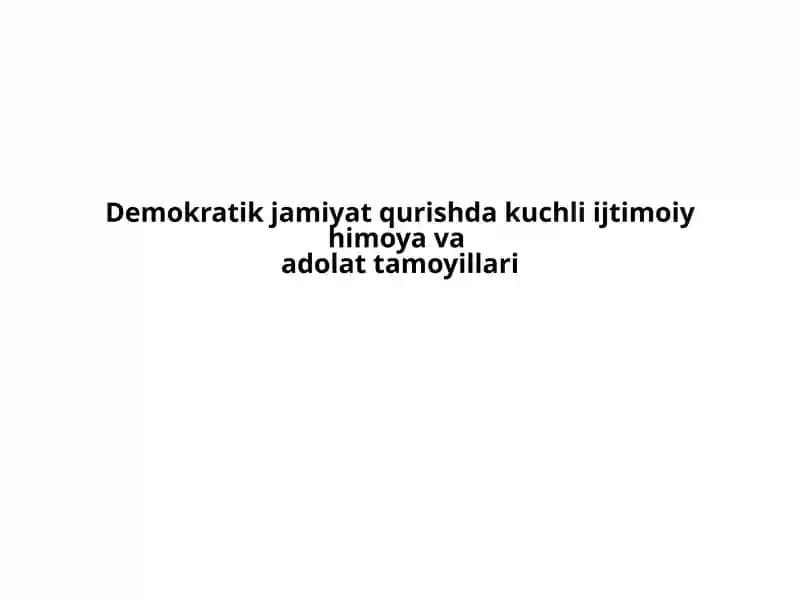 Demokratik jamiyat qurishda kuchli ijtimoiy himoya vaadolat tamoyillari