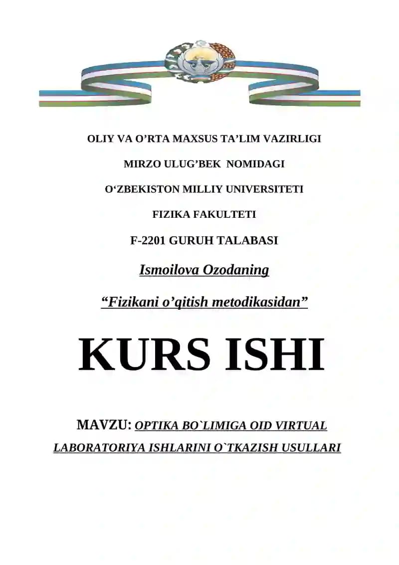 Fizikani o’qitish metodikasidan