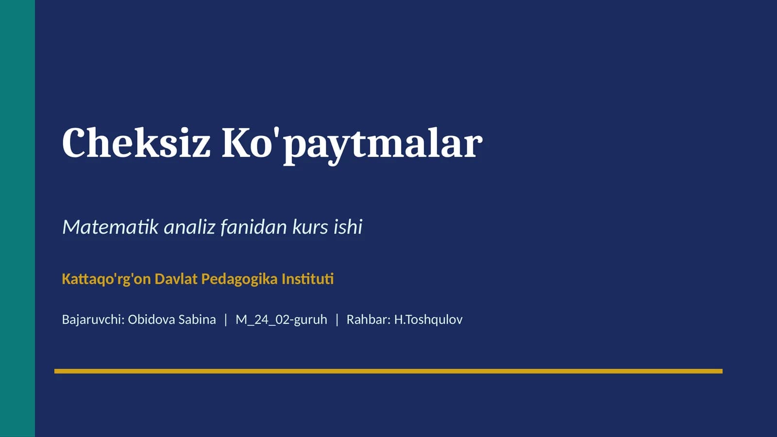 Cheksiz Ko'paytmalar