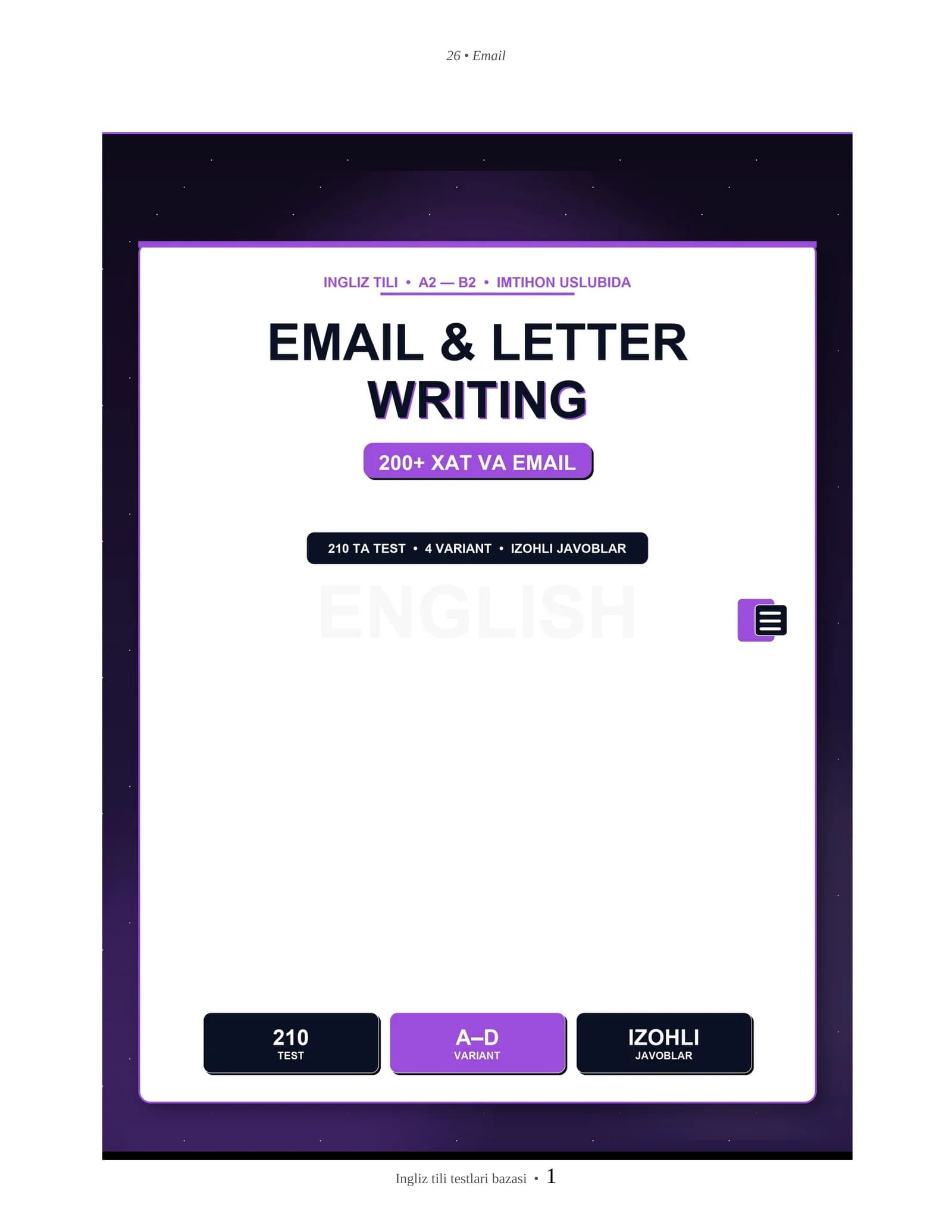 INGLIZ TILI EMAIL & LETTER WRITING