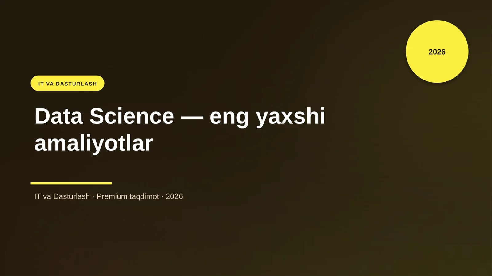 Data Science — eng yaxshi amaliyotlar