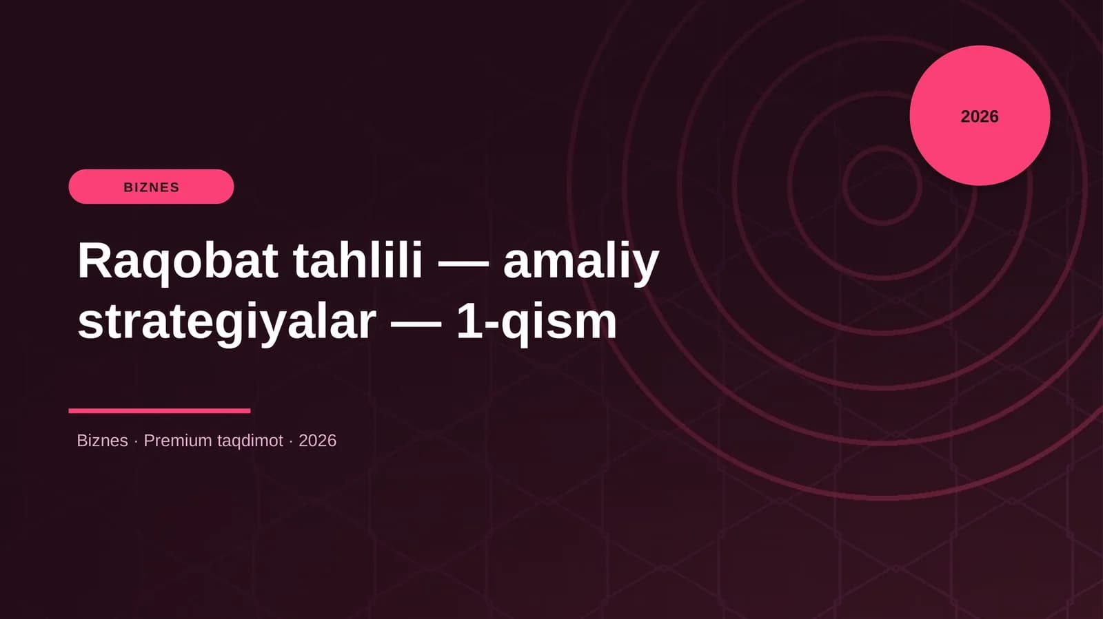 Raqobat tahlili — amaliy strategiyalar — 1-qism