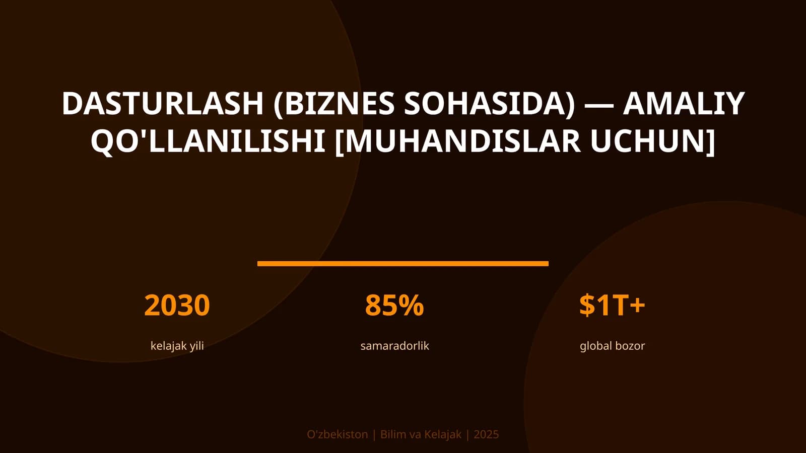 Dasturlash (biznes sohasida) — amaliy qo'llanilishi [muhandislar uchun]