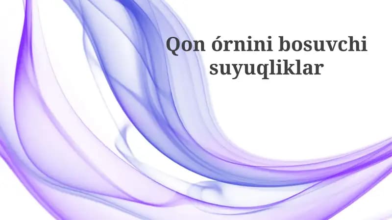Qon o'rnini bosuvchi suyuqliklar