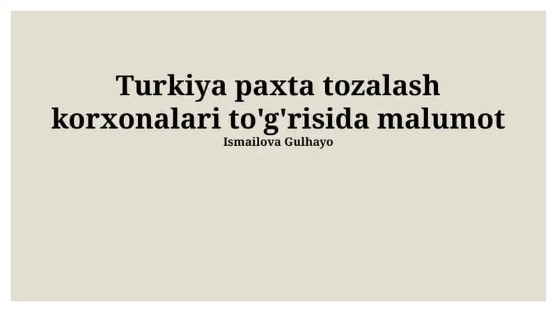 Turkiya paxta tozalash korxonalari