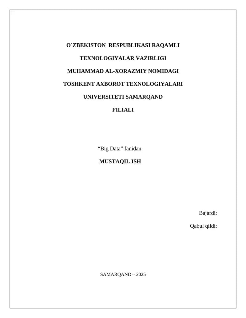 Deep learning mustaqil ish
