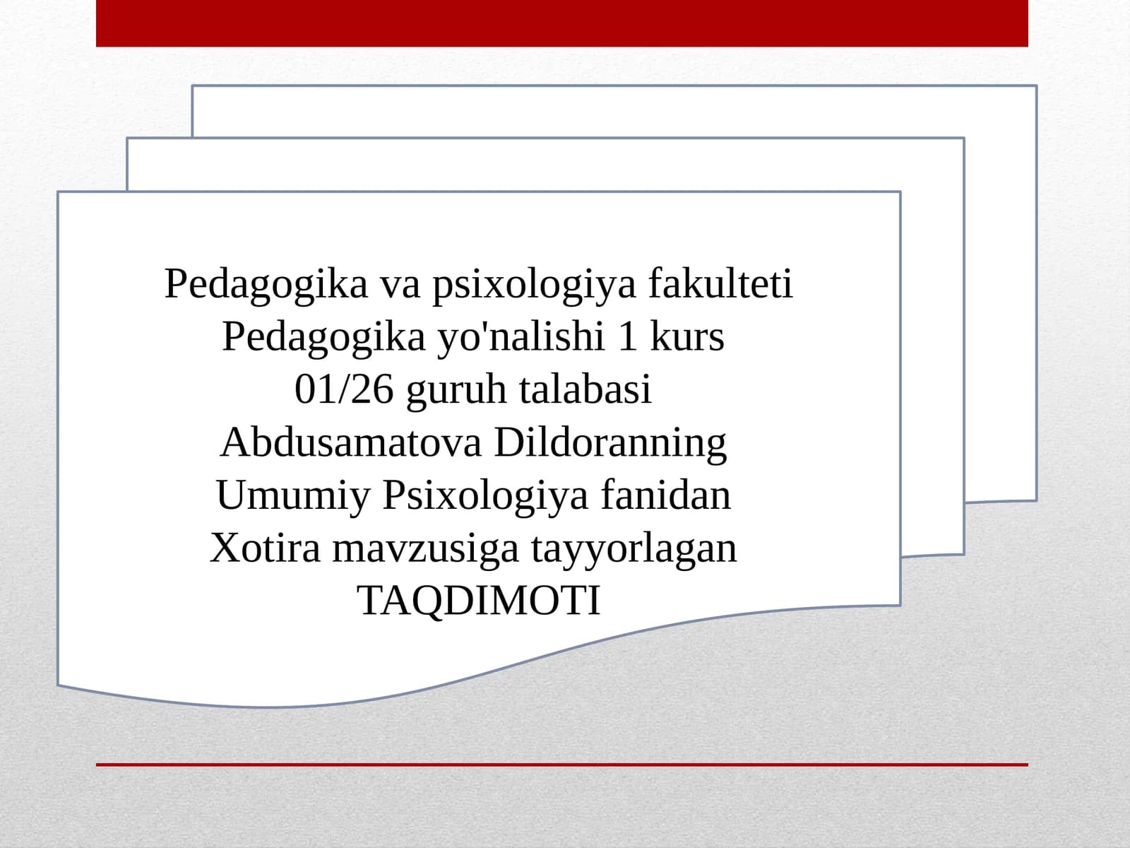 Umumiy Psixologiya Fanidan Xotiramavzusi