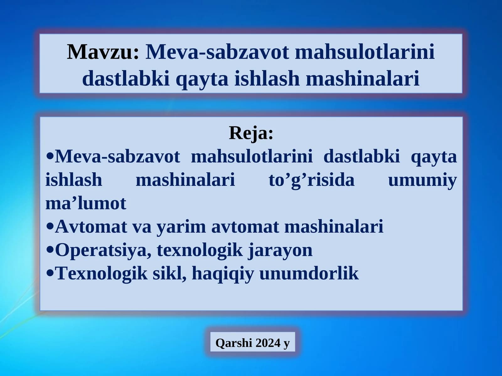 Meva-sabzavot mahsulotlarini dastlabki qayta ishlash mashinalari