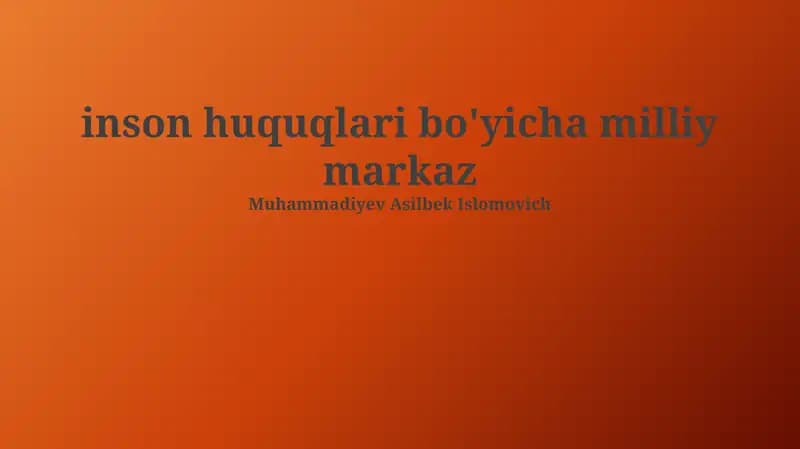 Inson Huquqlari Bo'yicha Milliy Markaz