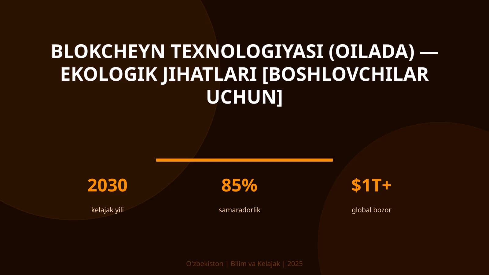 Blokcheyn texnologiyasi (oilada) — ekologik jihatlari [boshlovchilar uchun]