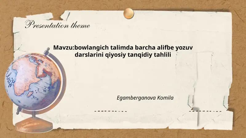 Boshlang‘ich ta’limda alifbe yozuv darslarini qiyosiy tanqidiy tahlili