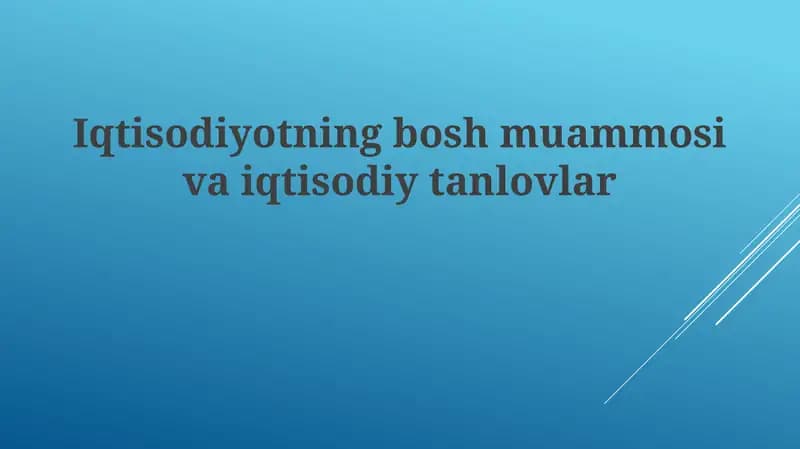 Asosiy iqtisodiy muammo
